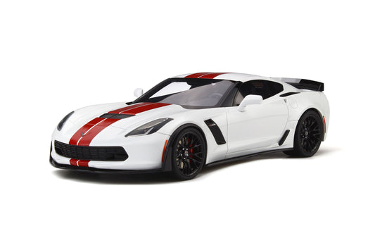 GT Spirit 2017 Chevy Corvette C7 Z06 Artic White w/ Red Stripes 1:18