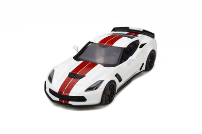 GT Spirit 2017 Chevy Corvette C7 Z06 Artic White w/ Red Stripes 1:18