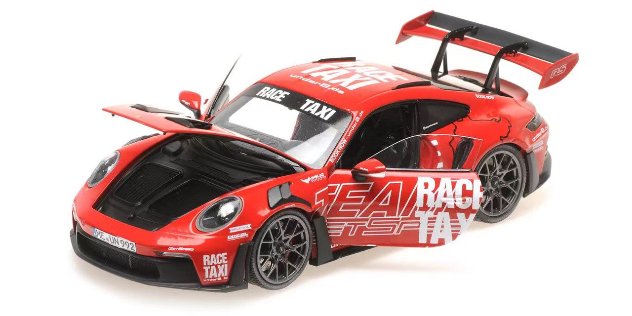 Minichamps Porsche 911 992 GT3 RS Coupe Getspeed Race Taxi Nurburgring 2024 Red 1:18