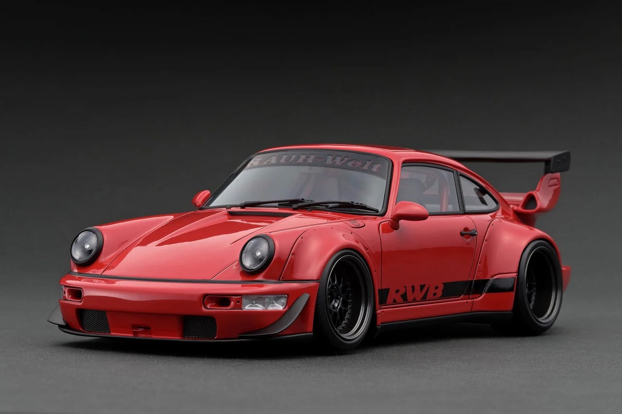 Ignition-Model Porsche 911 964 RWB Coupe Red w/ Black Wheels and Deco 1:18