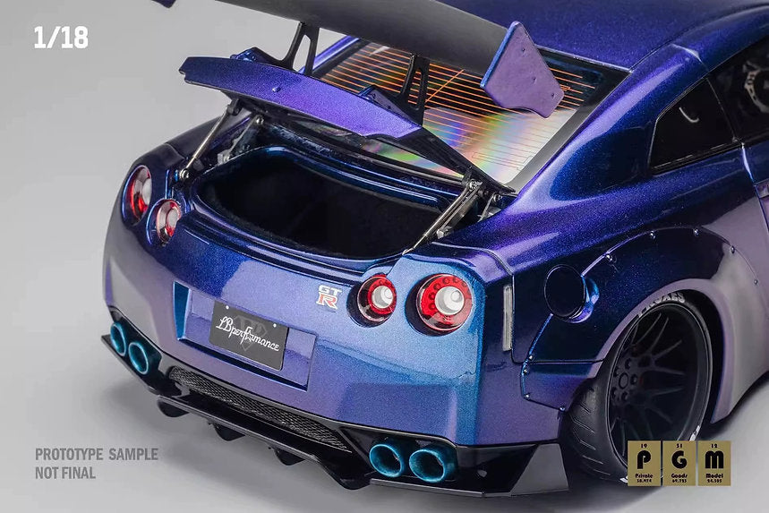 PGM Nissan Skyline GT-R (R35) Midnight Purple Chameleon w/ VR38dett Engine 1:18