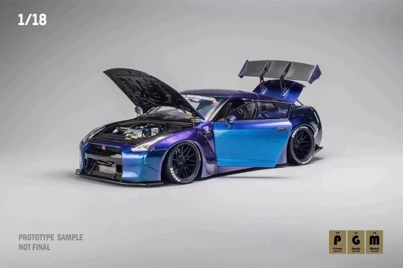 PGM Nissan Skyline GT-R (R35) Midnight Purple Chameleon w/ VR38dett Engine 1:18