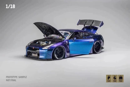 PGM Nissan Skyline GT-R (R35) Midnight Purple Chameleon w/ VR38dett Engine 1:18