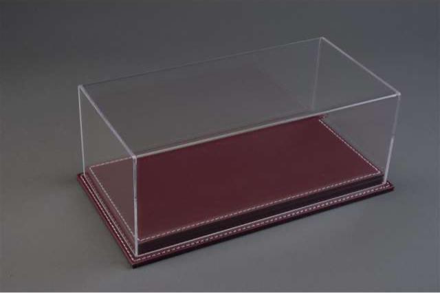 Atlantic Case Mulhouse Premium Acrylic Display Case w/ Burgundy Leather Base w/ White Stitching 1:18