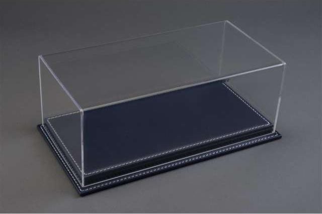 Atlantic Case Mulhouse Premium Acrylic Display Case w/ Dark Blue Leather Base w/ White Stitching 1:18