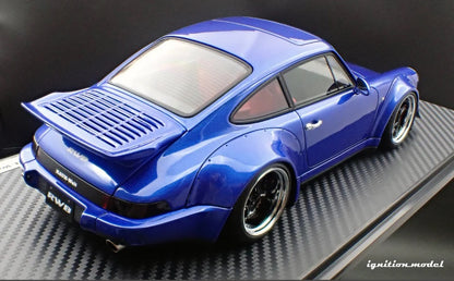 Ignition-Model Porsche 911 964 RWB w/ Whale Tail, Blue Metallic w/ Black Work Wheels 1:18