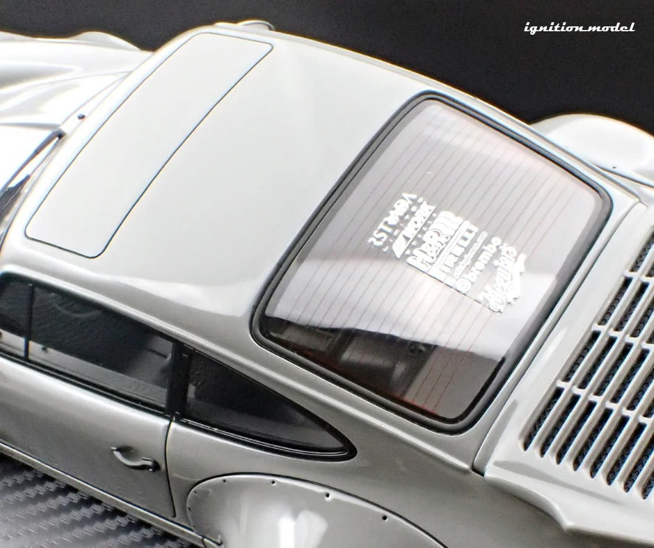 Ignition-Model Porsche 911 964 RWB w/ Whale Tail, Gray (John Sibal) w/ Black Work Wheels 1:18