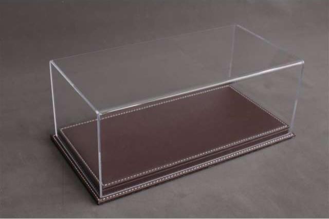 Atlantic Case Mulhouse Premium Acrylic Display Case w/ Dark Brown Leather Base w/ White Stitching 1:18