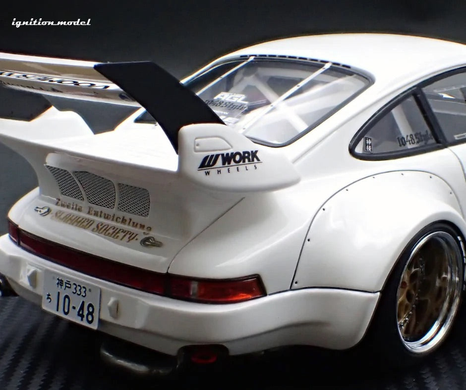 Ignition-Model Porsche 911 RWB 930 Kamiwaza White w/ Gold Work M1 Wheels 1:18