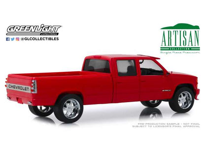 Greenlight Artisan 1997 Chevy Silverado Crew Cab 3500 Pickup Victory Red 1:18