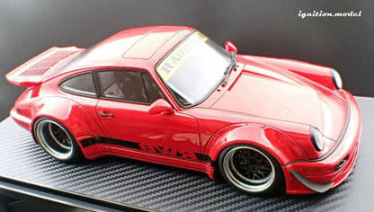 Ignition-Model Porsche 911 964 RWB w/ Whale Tail, Red w/ Black Wheels and Deco 1:18