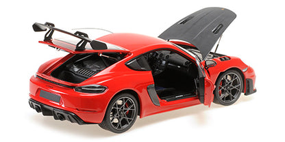 Minichamps 2024 Porsche 718 Cayman GT4 RS w/ Weissach Package Guards Red 1:18