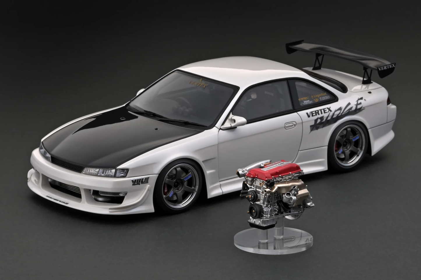 Ignition-Model Nissan Vertex S14 Silvia w/ SR20 DET Engine RHD Pearl White 1:18