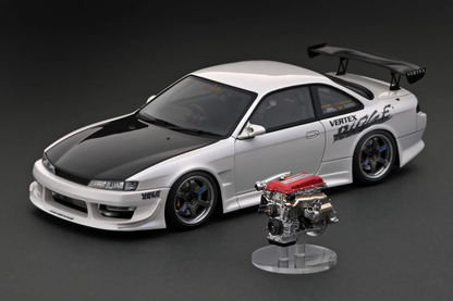 Ignition-Model Nissan Vertex S14 Silvia w/ SR20 DET Engine RHD Pearl White 1:18