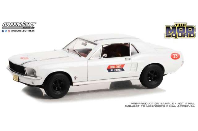 Greenlight 1967 Ford Mustang Coupe #23 Thrill Circus "The Mod Squad" White 1:18