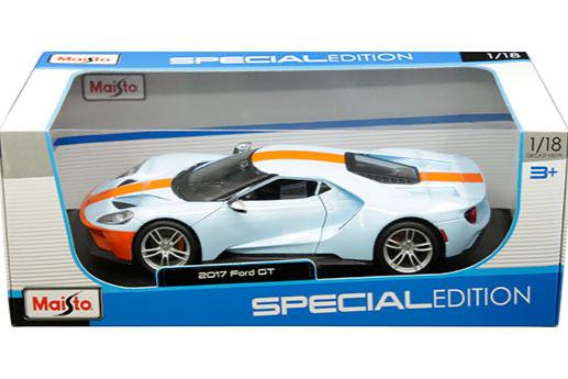 Maisto 2017 Ford GT Heritage EditionGulf Blue w/ Orange Stripe 1:18