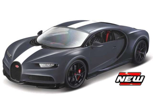 Bburago Bugatti Chiron Sport Matte Grey w/ White Stripe 1:18