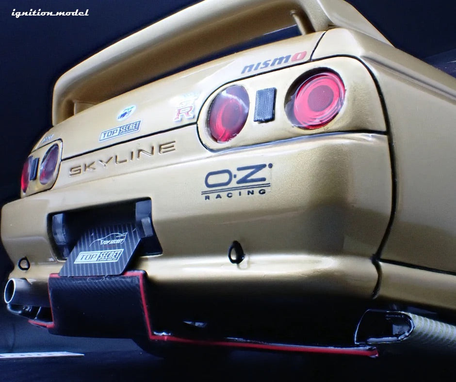 Ignition-Model Nissan Skyline GT-R R32 (VR32) Top Secret RHD Gold w/ Carbon Fiber Hood 1:18