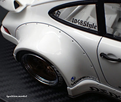 Ignition-Model Porsche 911 RWB 930 Kamiwaza White w/ Gold Work M1 Wheels 1:18