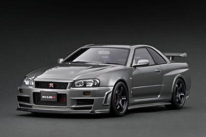 Ignition-Model Nissan Skyline GT-R R34 V-Spec (BNR34) Nismo Omori Factory CRS Gun Metallic Grey 1:18