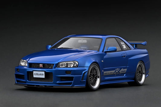 Ignition-Model Nissan Skyline GT-R R34 (BNR34) RHD Trust GReddy 34RX Bayside Blue 1:18