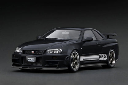 Ignition-Model Nissan Skyline GT-R R34 (BNR34) HKS RHD Black 1:18