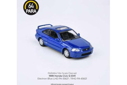 Para64 1999 Honda Civic Si EM1 LHD Electron Blue 1:64