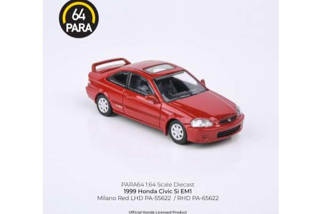 Para64 1999 Honda Civic Si EM1 LHD Milano Red 1:64