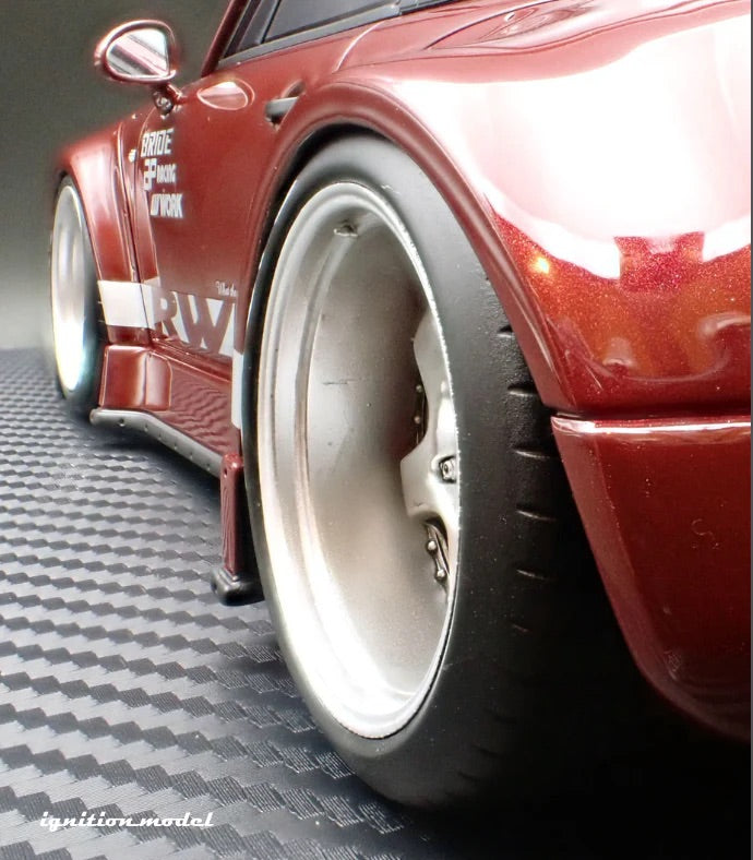 Ignition-Model Porsche 911 RWB 930 Dark Red w/ Work S1 Wheels 1:18