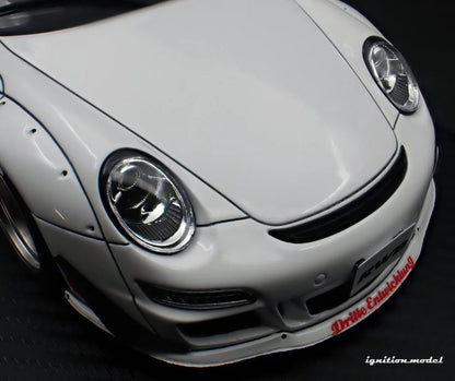 Ignition-Model Porsche 911 RWB 997 White w/ Pyro Red Wheels & Deco 1:18