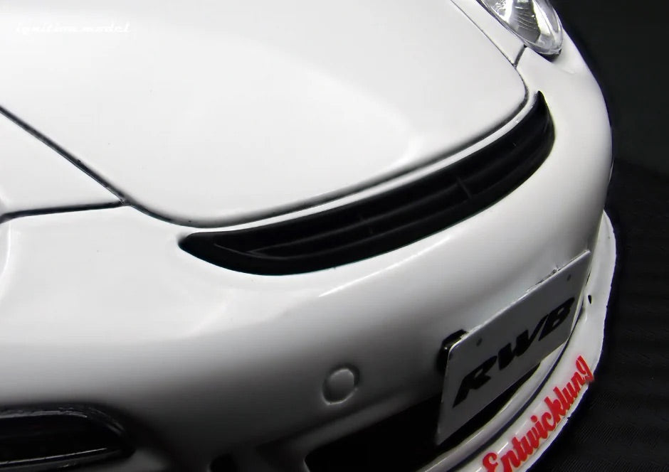 Ignition-Model Porsche 911 RWB 997 White w/ Pyro Red Wheels & Deco 1:18