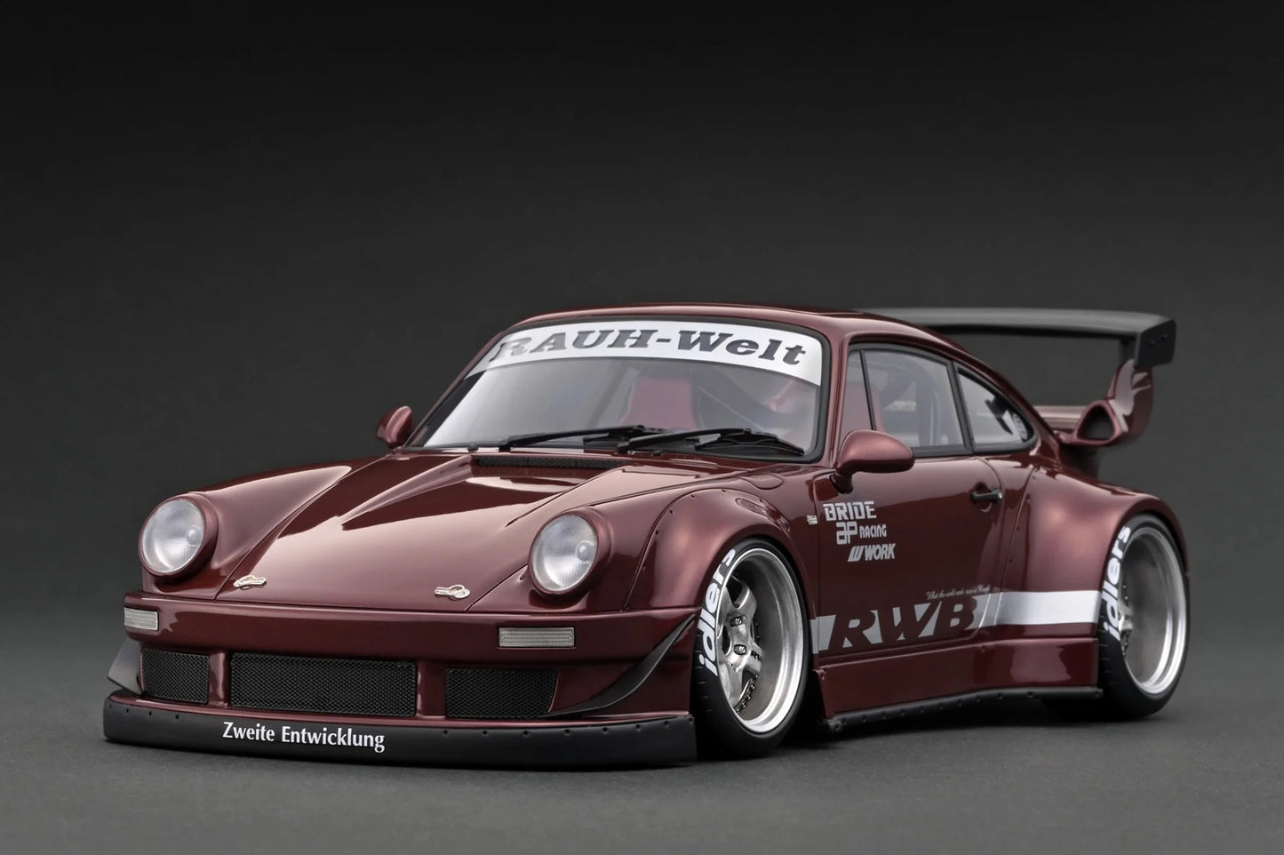 Ignition-Model Porsche 911 RWB 930 Dark Red w/ Work S1 Wheels 1:18