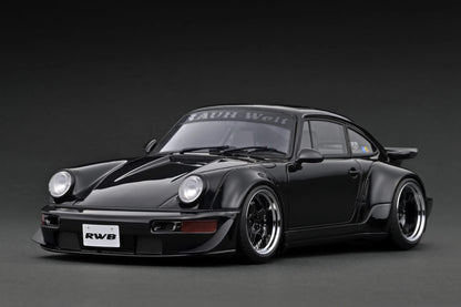 Ignition-Model Porsche 911 964 RWB w/ Whale Tail, Black w/ Black Work Wheels 1:18