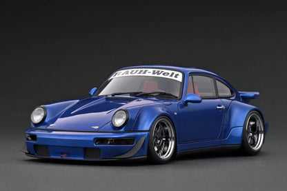 Ignition-Model Porsche 911 964 RWB w/ Whale Tail, Blue Metallic w/ Black Work Wheels 1:18