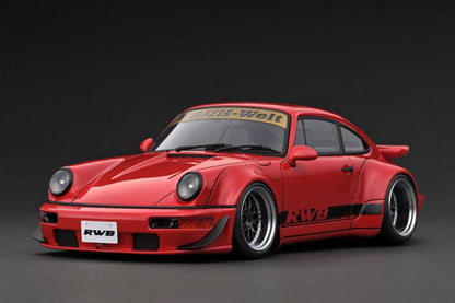 Ignition-Model Porsche 911 964 RWB w/ Whale Tail, Red w/ Black Wheels and Deco 1:18