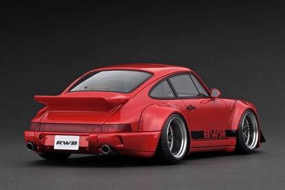 Ignition-Model Porsche 911 964 RWB w/ Whale Tail, Red w/ Black Wheels and Deco 1:18