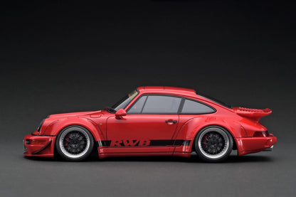 Ignition-Model Porsche 911 964 RWB w/ Whale Tail, Red w/ Black Wheels and Deco 1:18