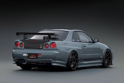 Ignition-Model Nissan Skyline GT-R R34 (BNR34) Top Secret 34GT-R RHD Stealth Grey w/ Carbon Fiber Hood 1:18