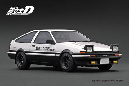 Ignition-Model Toyota Sprinter Trueno 3dr GT Apex (AE86) INITIAL D w/ Figure White 1:18