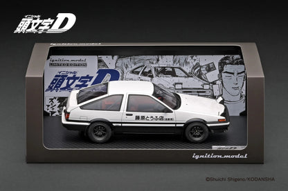 Ignition-Model Toyota Sprinter Trueno 3dr GT Apex (AE86) INITIAL D w/ Figure White 1:18