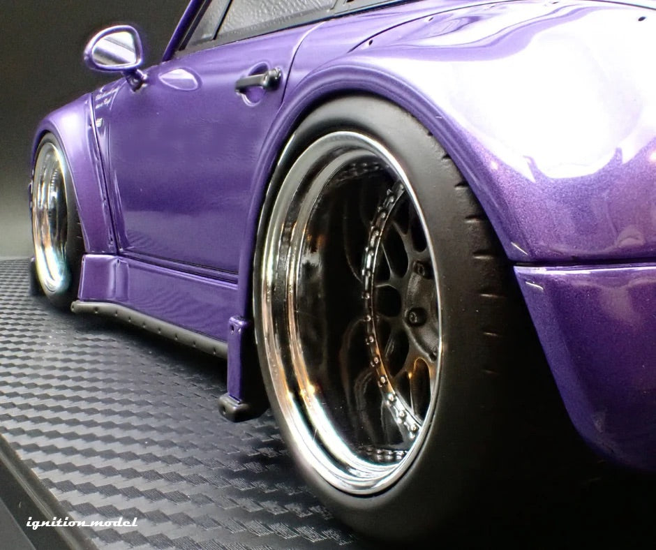 Ignition-Model Porsche 911 RWB 930 Purple w/ Gunmetal Polished Work M1 Wheels 1:18