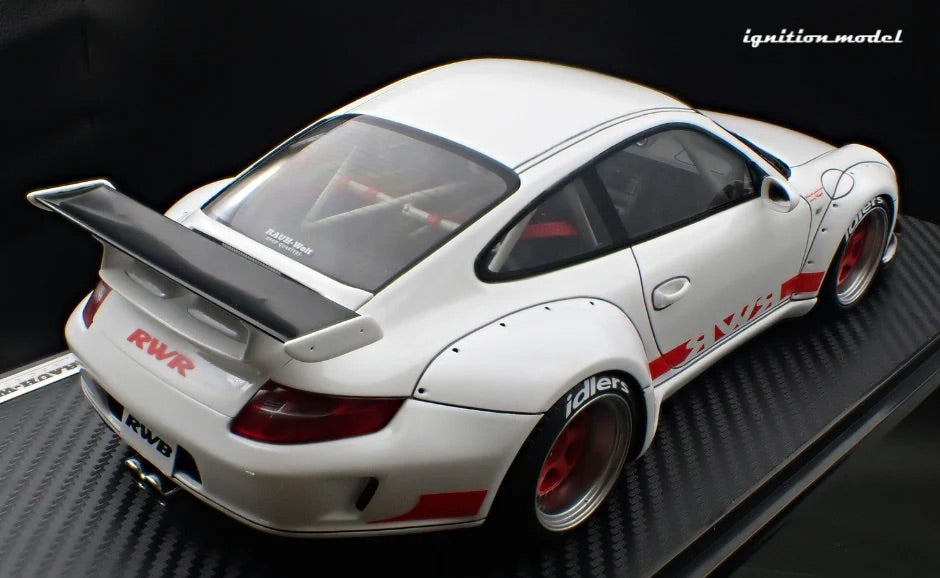 Ignition-Model Porsche 911 RWB 997 White w/ Pyro Red Wheels & Deco 1:18