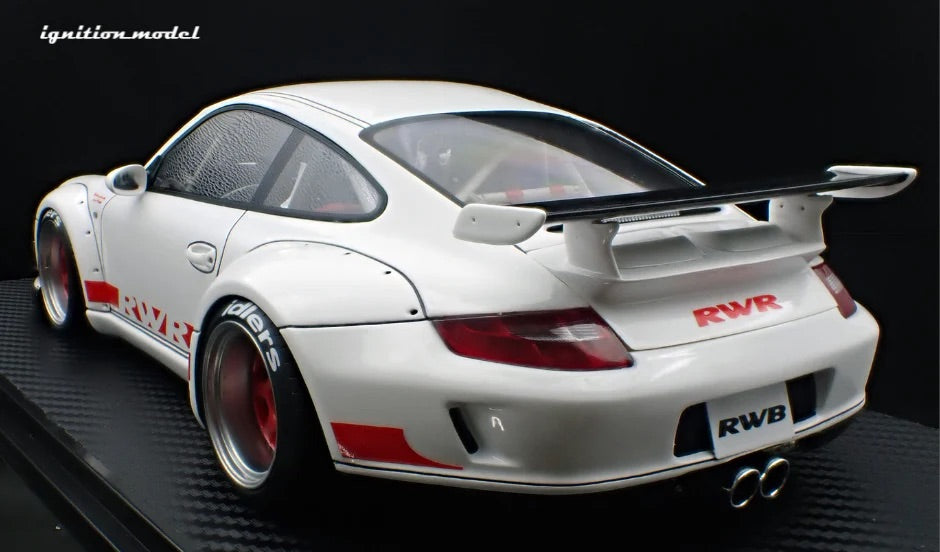 Ignition-Model Porsche 911 RWB 997 White w/ Pyro Red Wheels & Deco 1:18