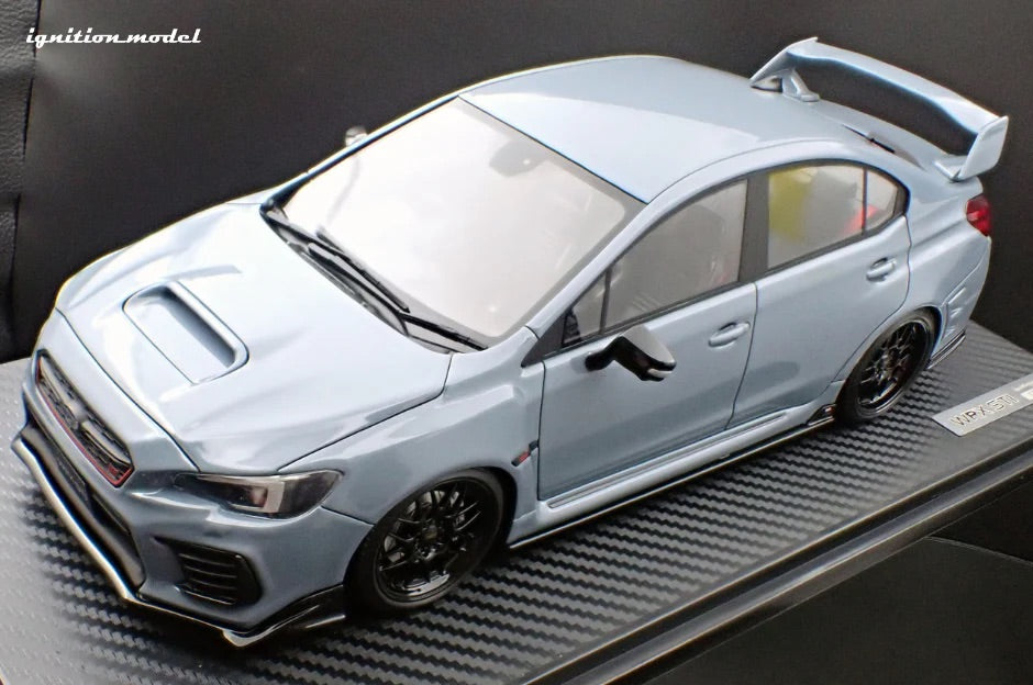 Ignition-Model Subaru WRX STi (CBA-VAB) Blue Grey Khaki w/ BBS RG-R Wheels  1:18