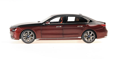 Minichamps 2023 BMW i7 (7 Series) G70 Black and Red Metallic 1:18