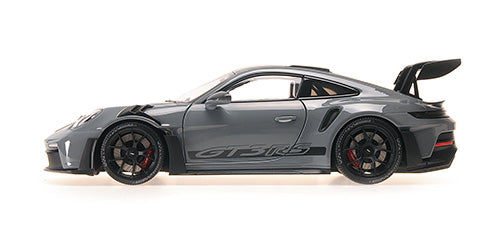 Minichamps 2022 Porsche 911 992 GT3 RS Arctic Grey w/ Weissach Package, Black Wheels & Deco 1:18 LIMITED