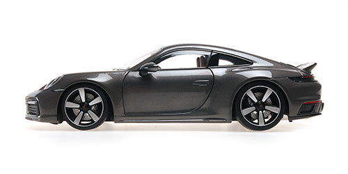 Minichamps 2022 Porsche 911 992 Sport Classic Grey w/ White Stripes, Houndstooth Interior 1:18