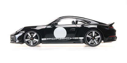 Minichamps 2022 Porsche 911 992 Sport Classic Black w/ Roundel and White Stripes 1:18 SEALED