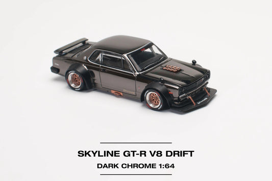 Pop Race Nissan Skyline GT-R V8 Drift (Hakosuka) Dark Chrome 1:64