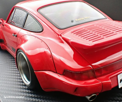 Ignition-Model Porsche 911 964 RWB w/ Whale Tail, Red w/ Black Wheels and Deco 1:18